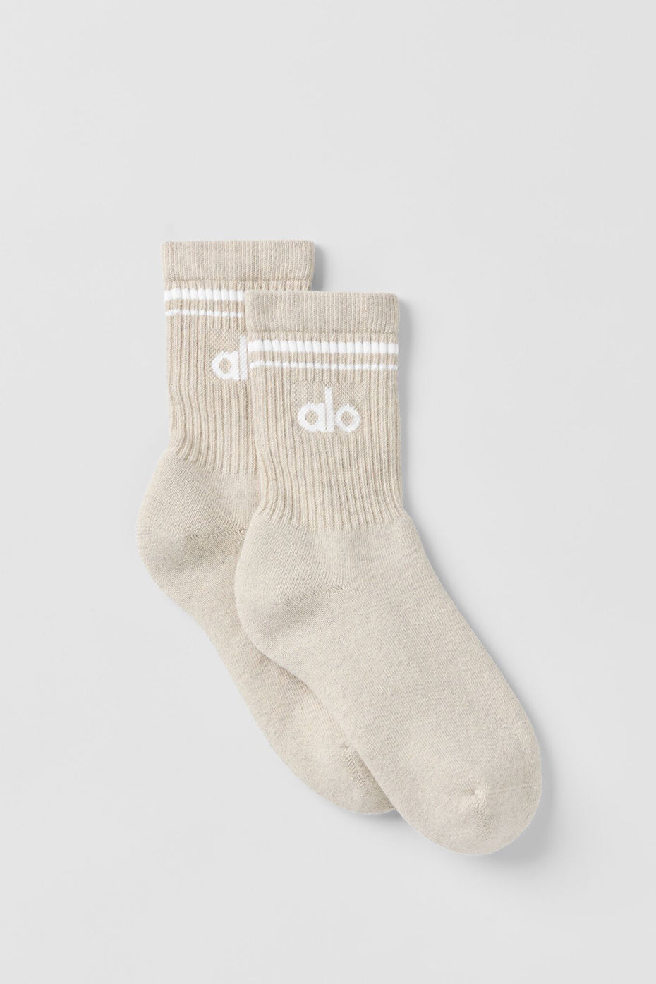 Chaussettes mi-hautes Throwback unisexes - Flocons d’avoine chiné/Blanc