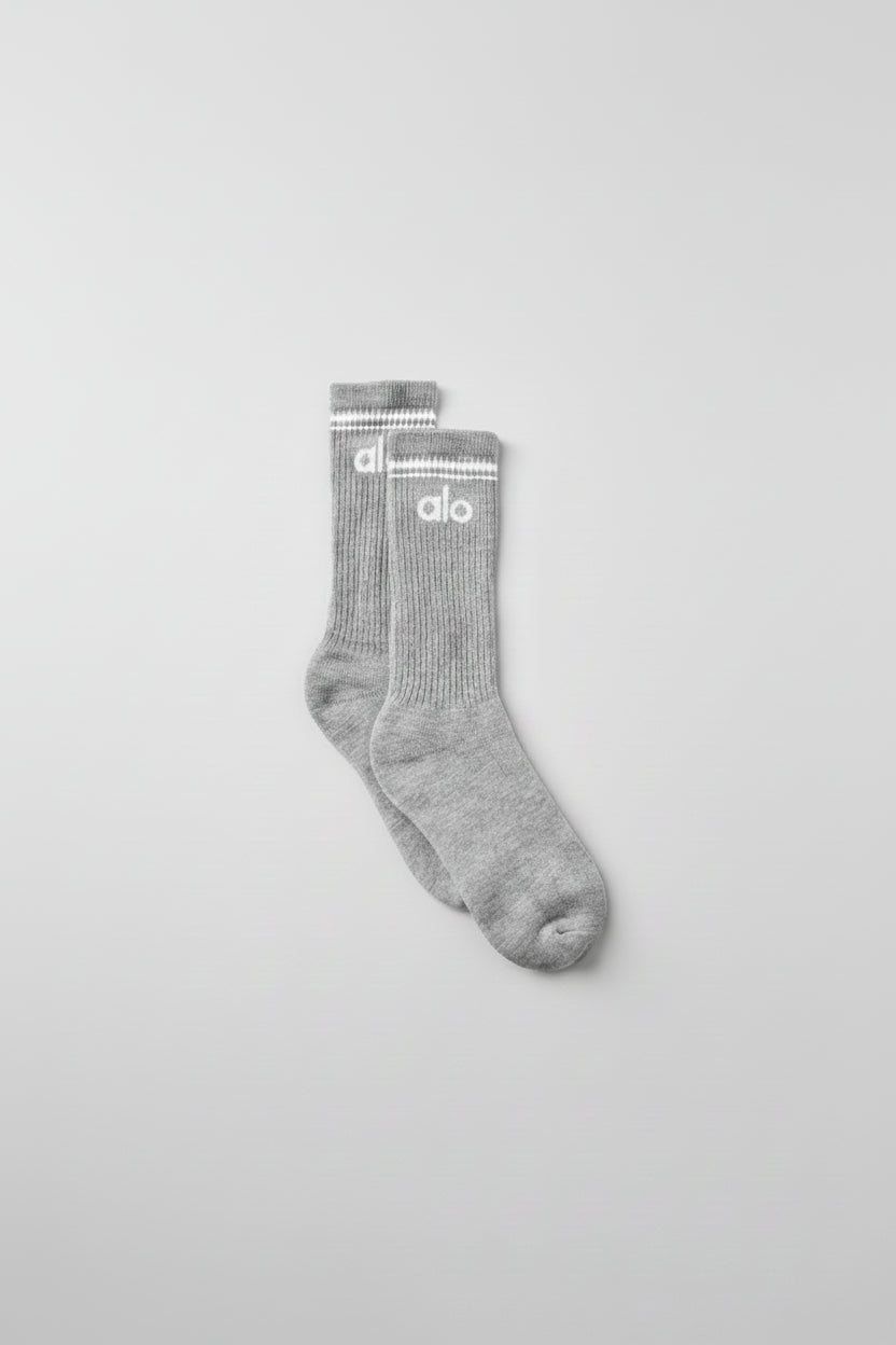 Chaussettes Throwback unisexes - Gris chiné sport/Blanc