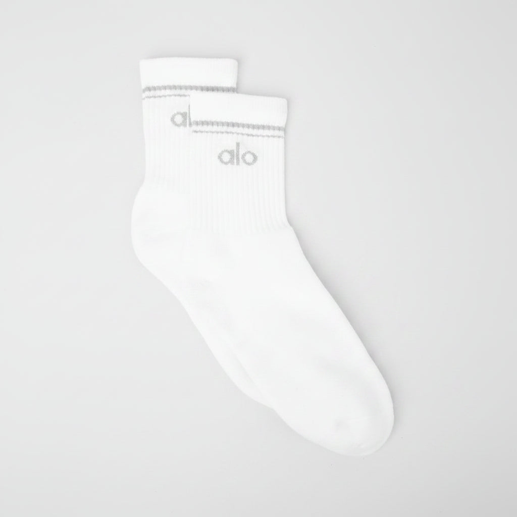 Chaussettes mi-hautes Throwback unisexes - Blanc/Titane