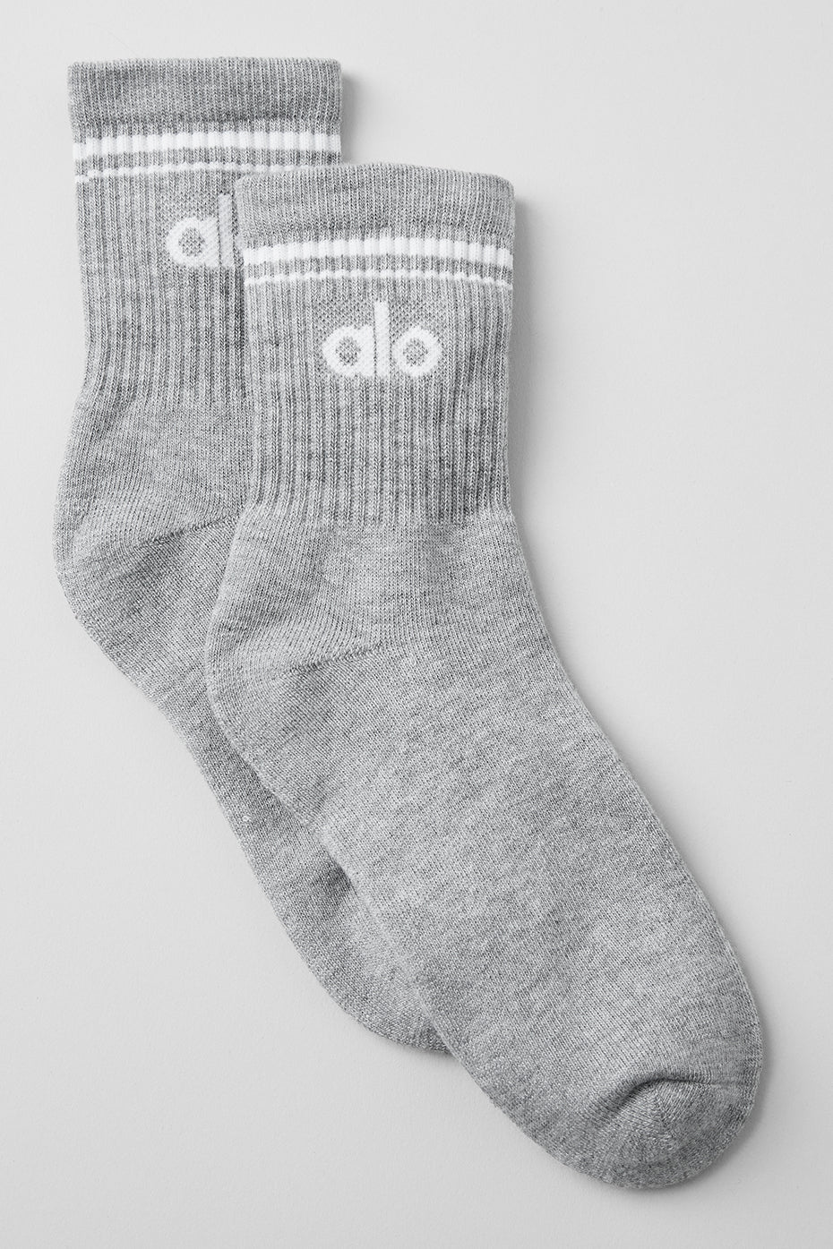 Chaussettes mi-hautes Throwback unisexes - Gris chiné sport/Blanc