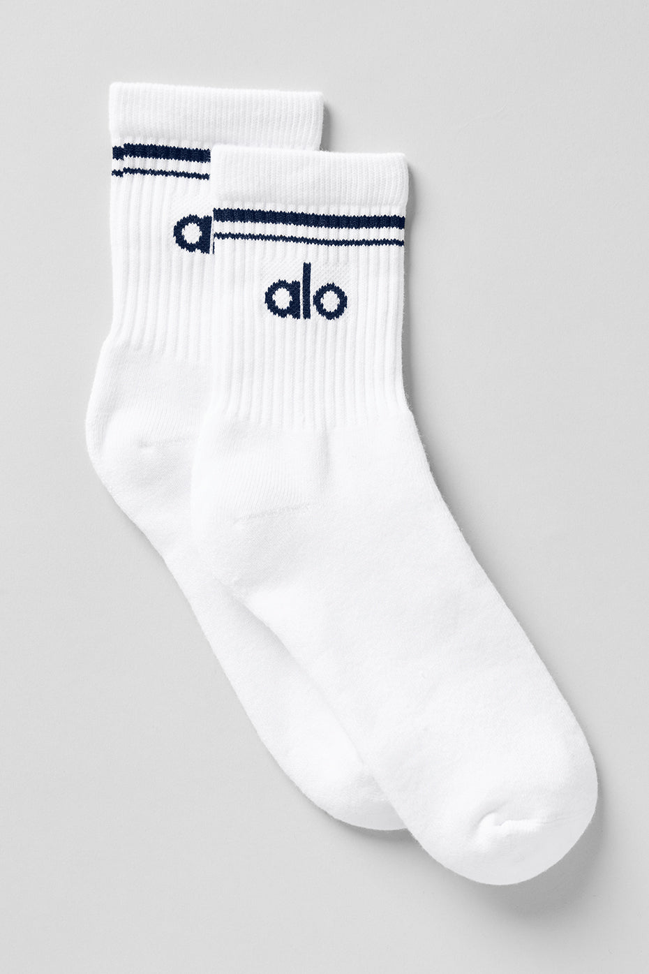 Chaussettes mi-hautes Throwback unisexes - Blanc/Bleu marine