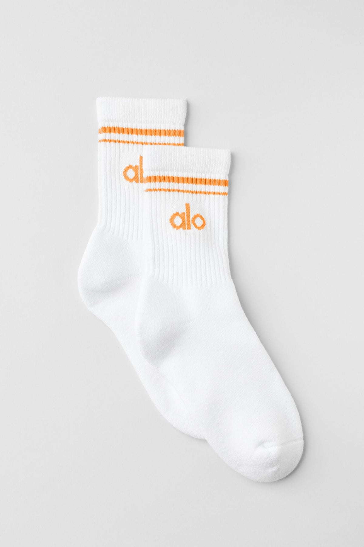 Chaussettes mi-hautes Throwback unisexes - Blanc/Brise satsuma