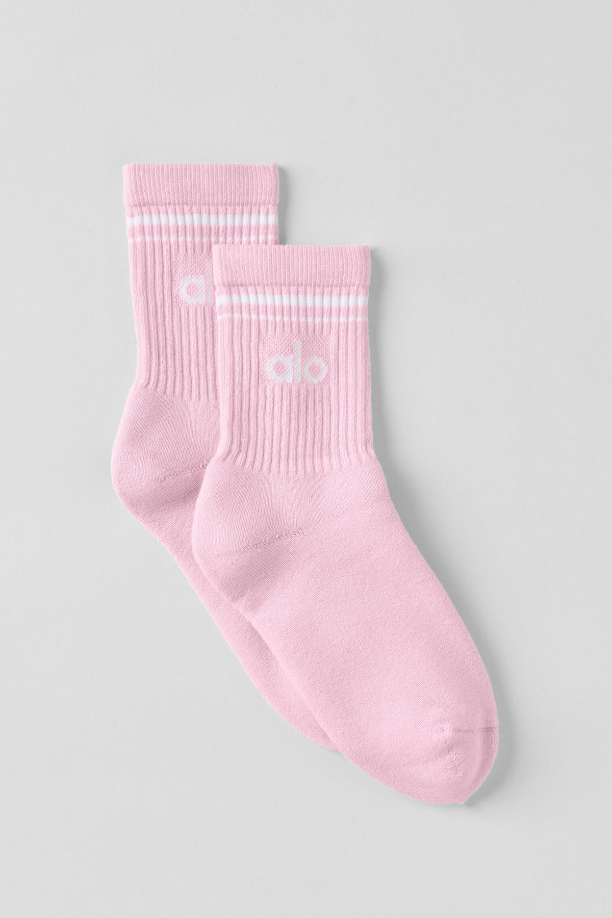 Chaussettes mi-hautes Throwback unisexes - Rose guimauve/Blanc