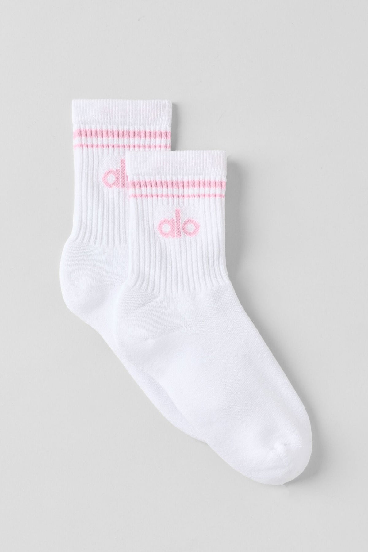 Chaussettes mi-hautes Throwback unisexes - Blanc/Rose guimauve