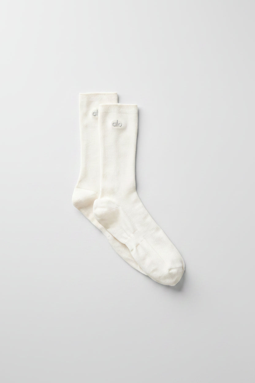 Chaussettes mi-hautes Understated unisexes - Ivoire