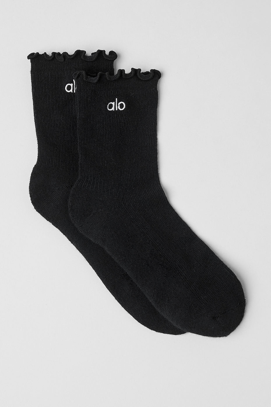 Chaussettes à bords ondulés pour femme - Noir