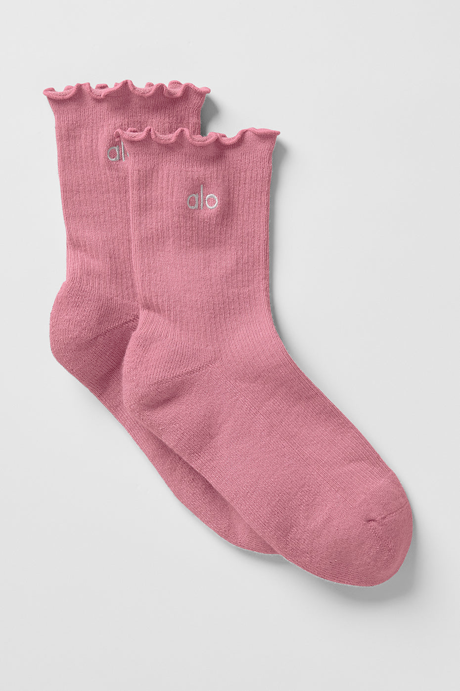 Chaussettes à bords ondulés pour femme - Rose sauvage