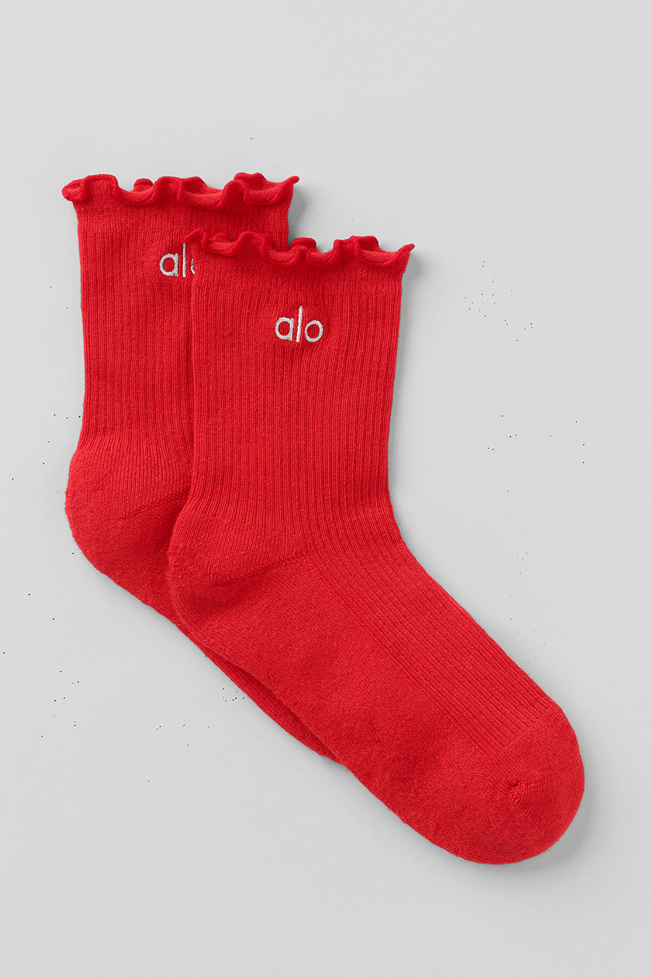 Chaussettes à bords ondulés pour femme - Rouge vif