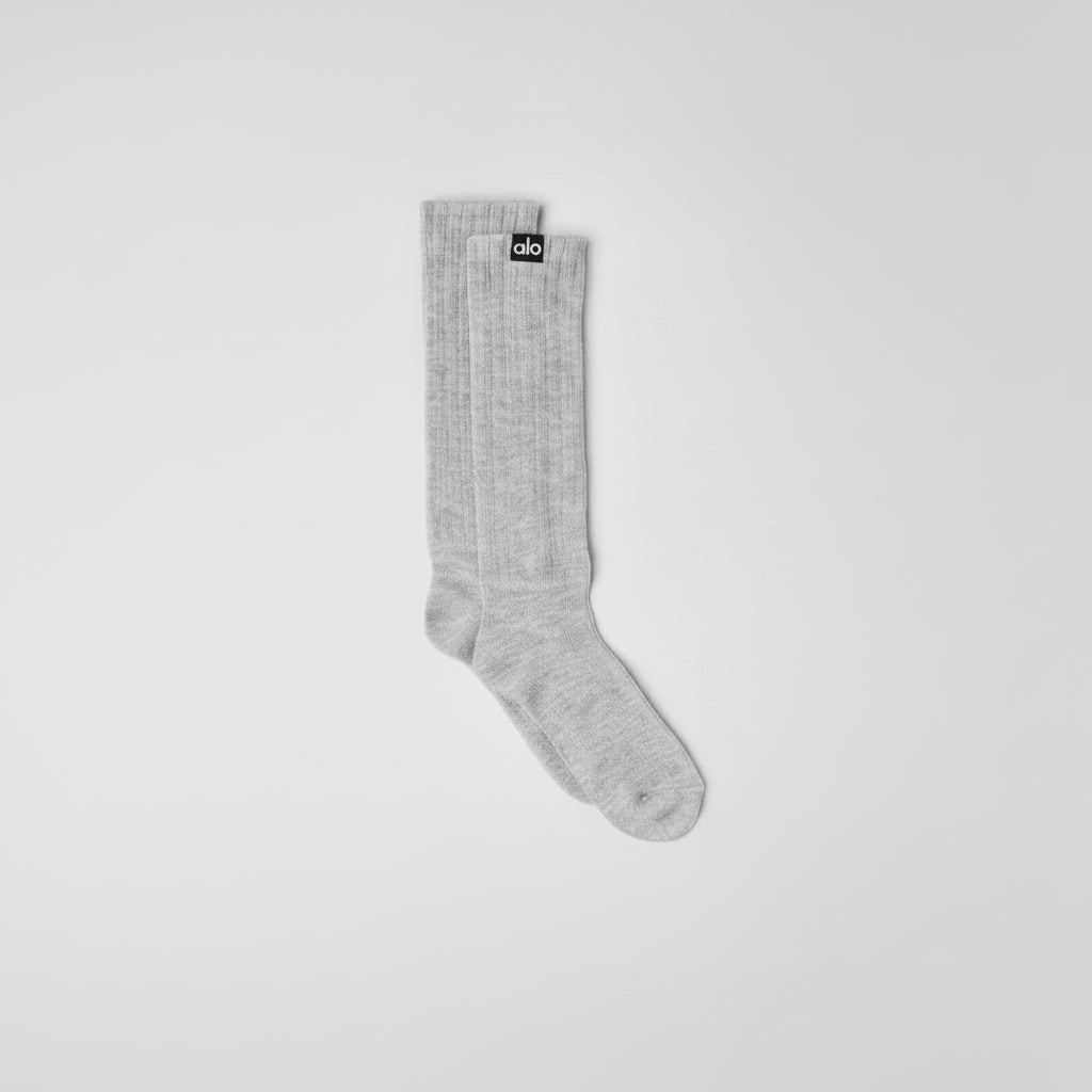 Chaussettes froncées unisexes - Gris chiné sport