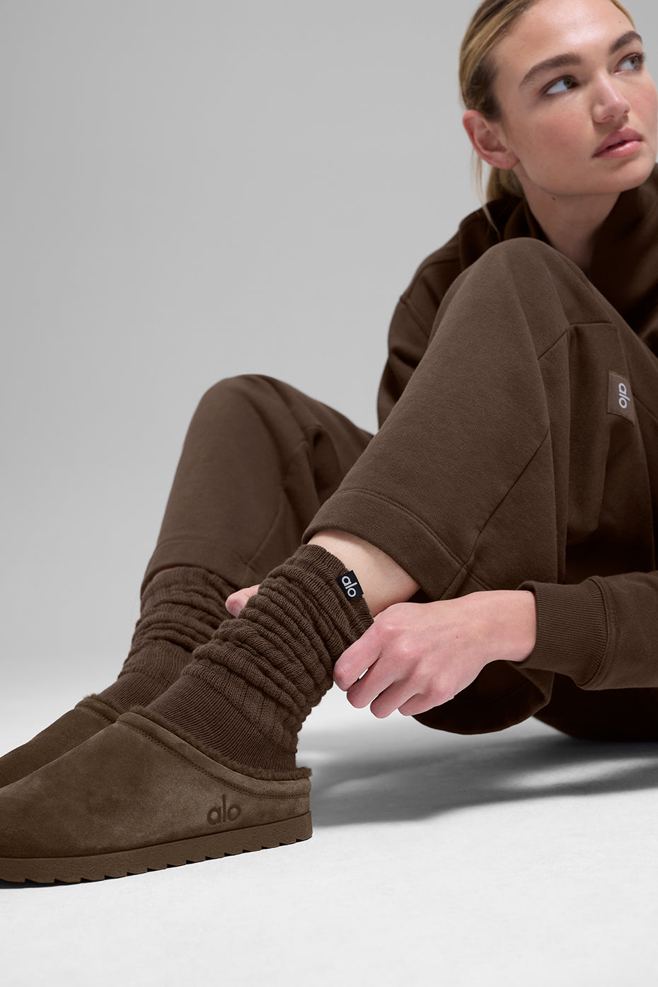 Chaussettes froncées unisexes - Espresso