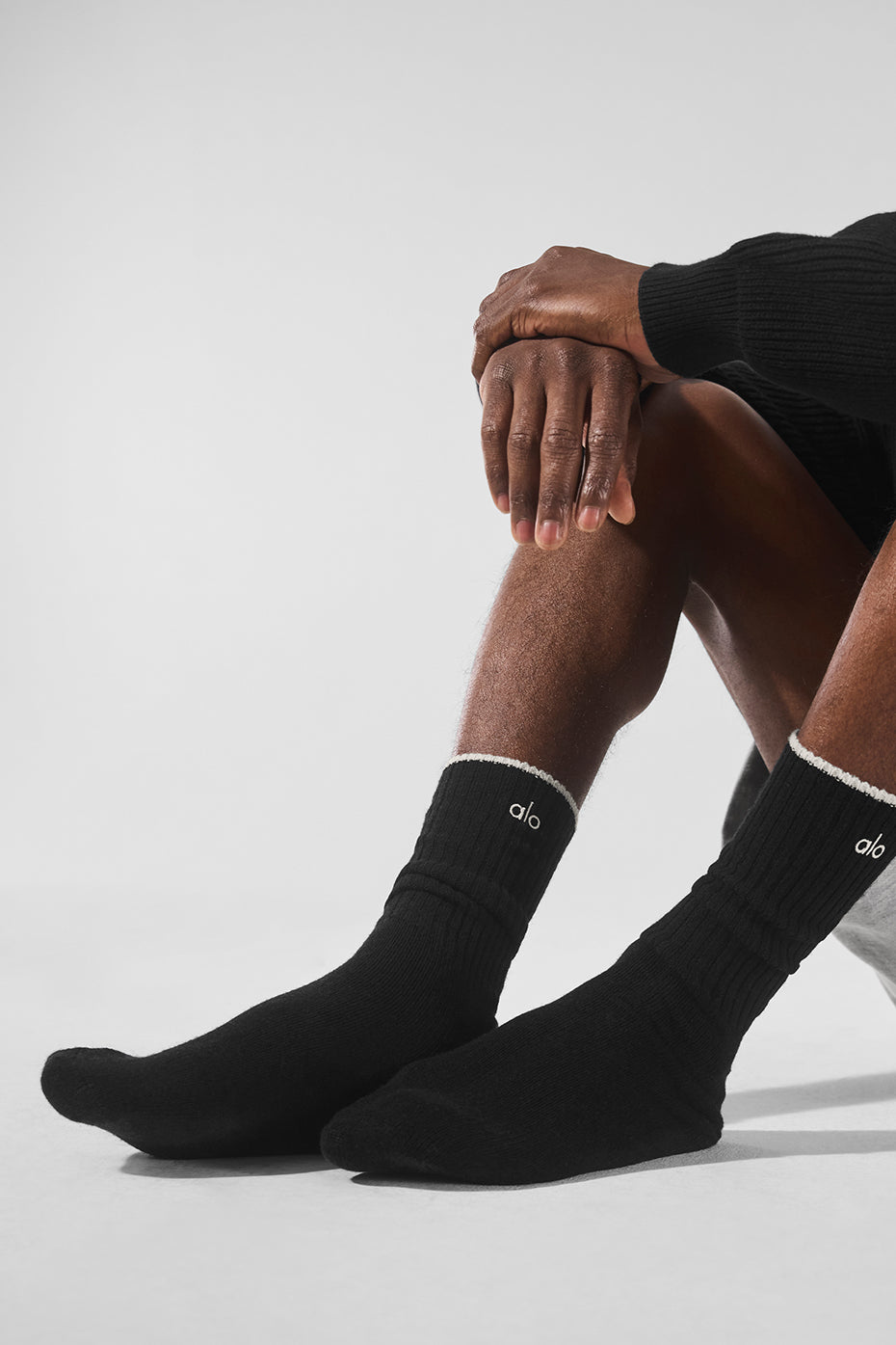 Chaussettes unisexes Light Frosted en laine et cachemire - Noir/Ivoire