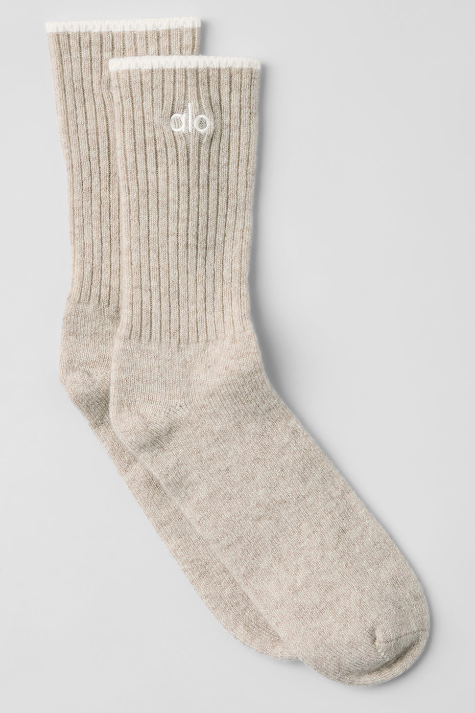 Chaussettes unisexes Light Frosted en laine et cachemire - Latte d’hiver/Ivoire