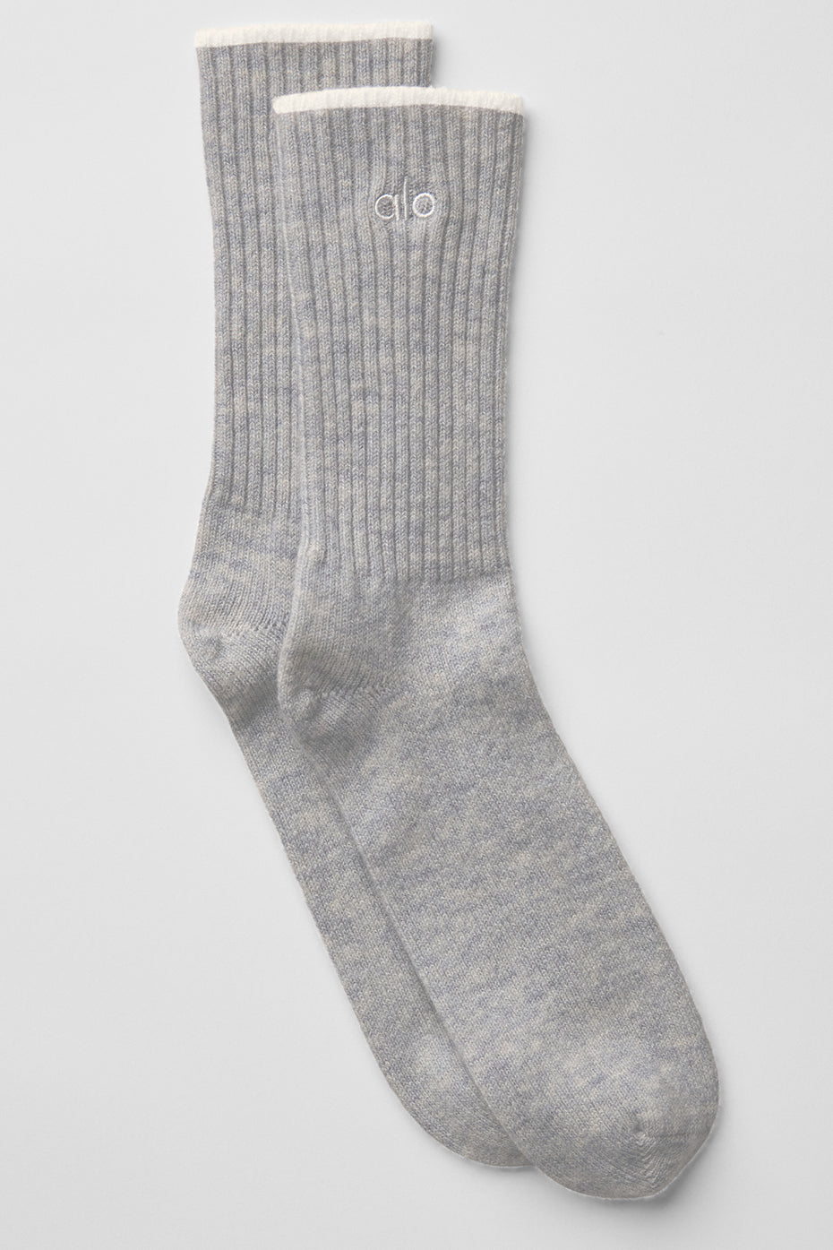 Chaussettes unisexes Light Frosted en laine et cachemire - Gris clair chiné/Ivoire