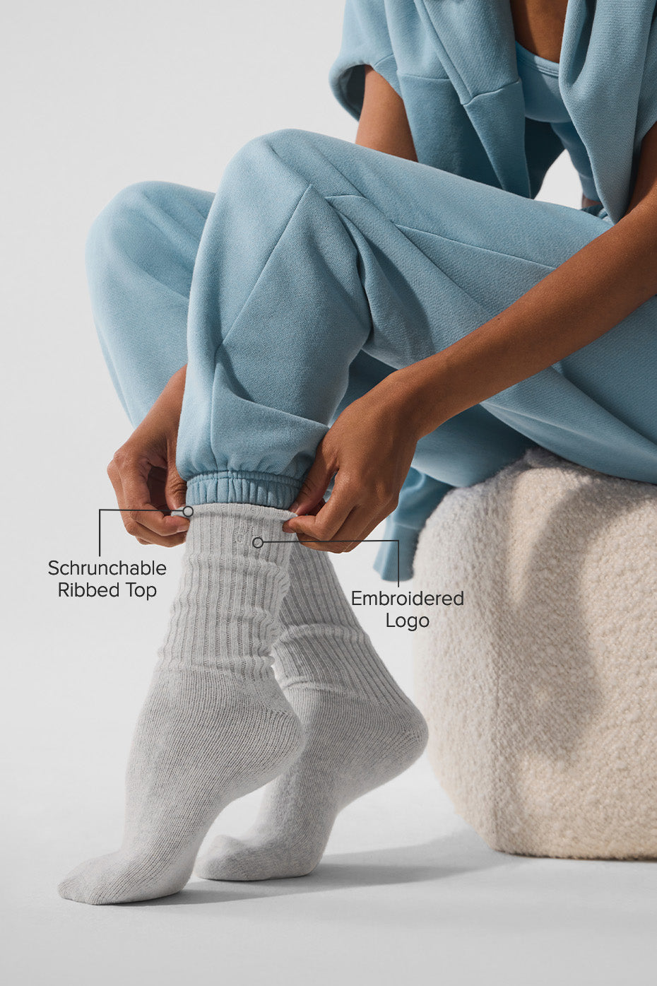 Chaussettes unisexes Light Frosted en laine et cachemire - Gris clair chiné/Ivoire
