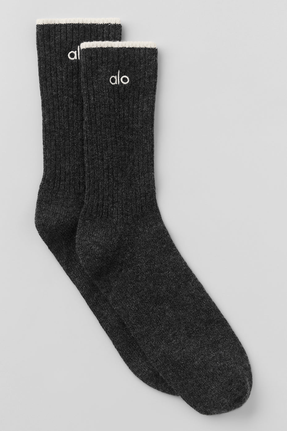 Chaussettes unisexes Light Frosted en laine et cachemire - Gris ardoise foncé/Ivoire