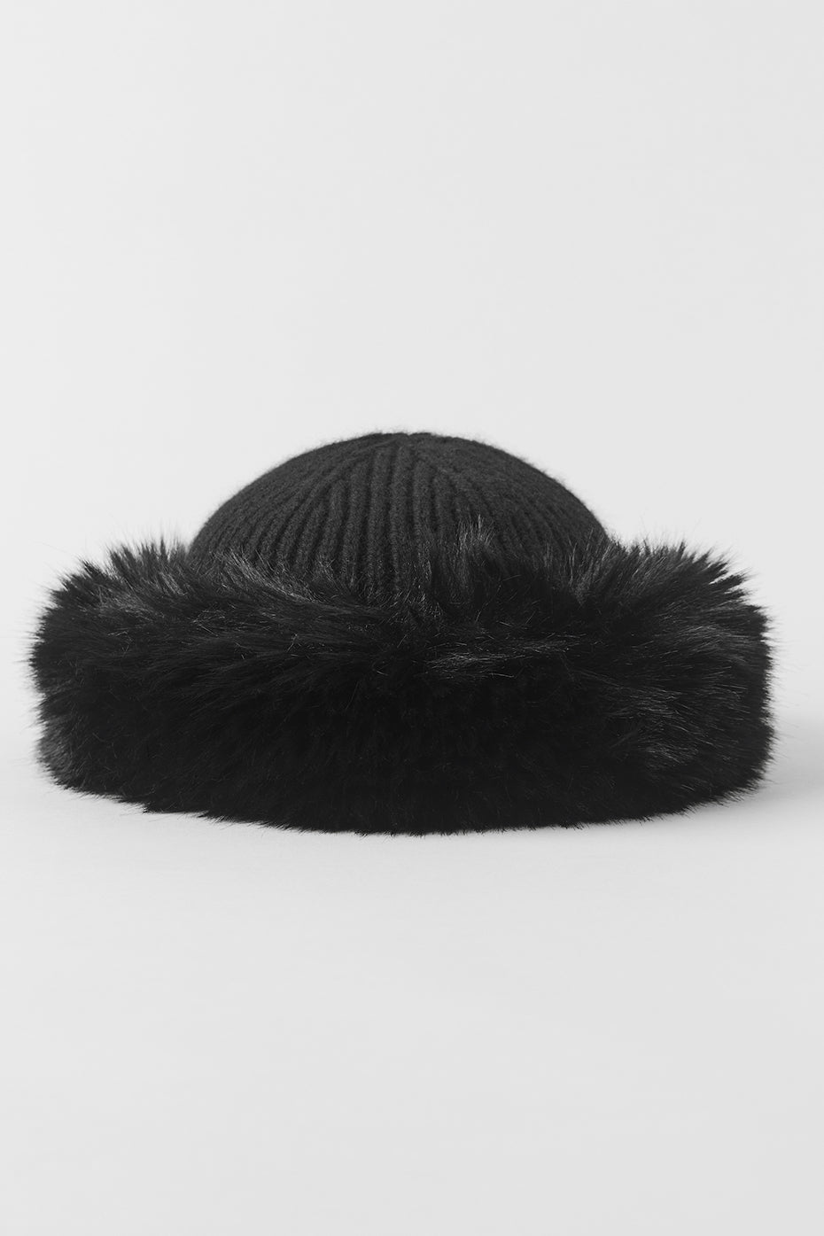 Bonnet Courchevel en cachemire et fausse fourrure - Noir