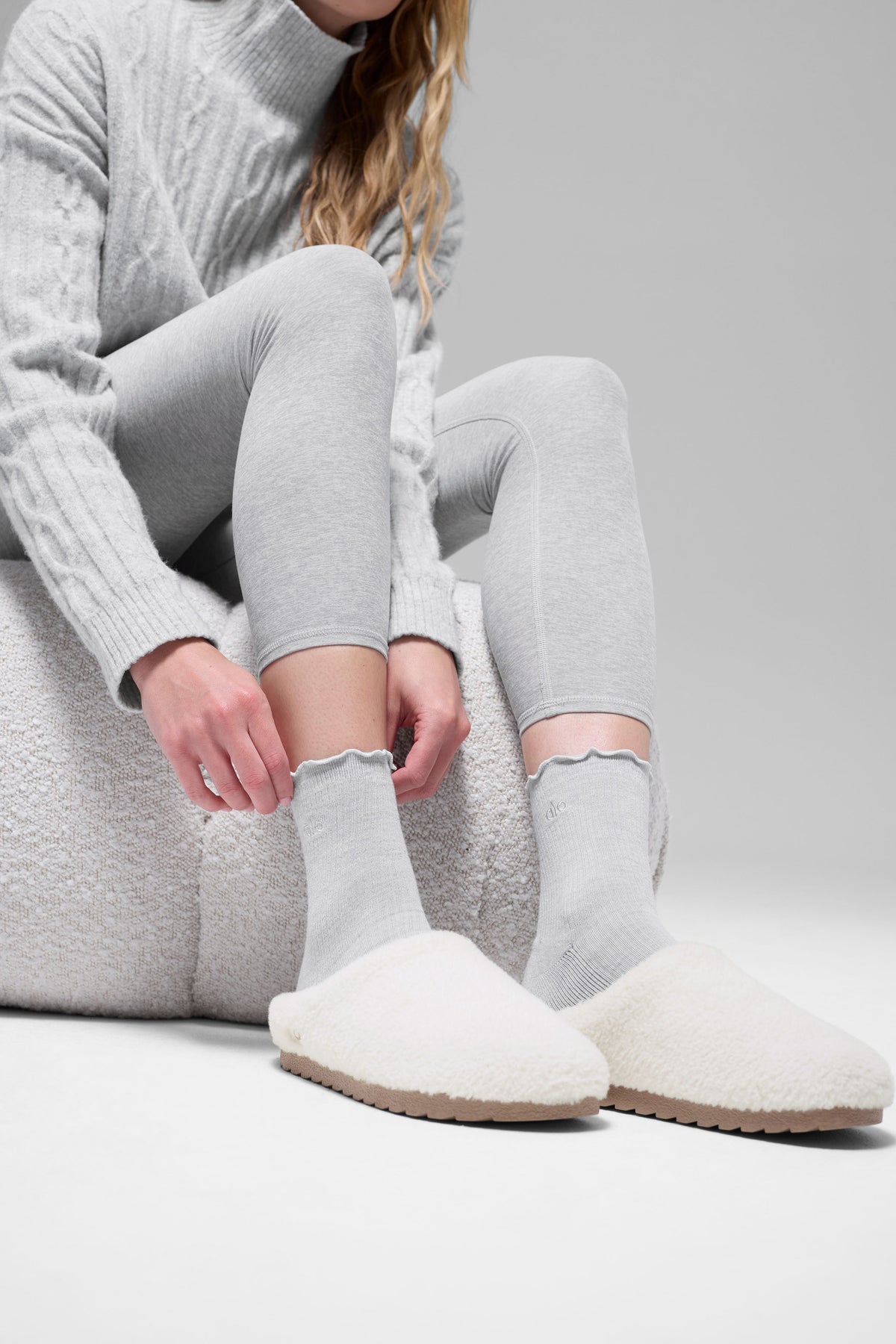 Chaussons Recovery en polaire sherpa (unisexes) - Ivoire
