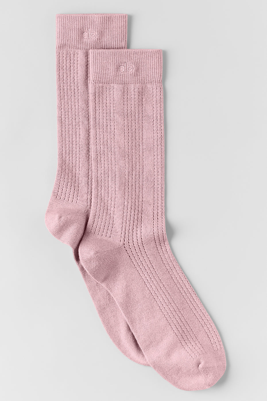 Chaussettes en maille ajourée de cachemire - Rose vintage