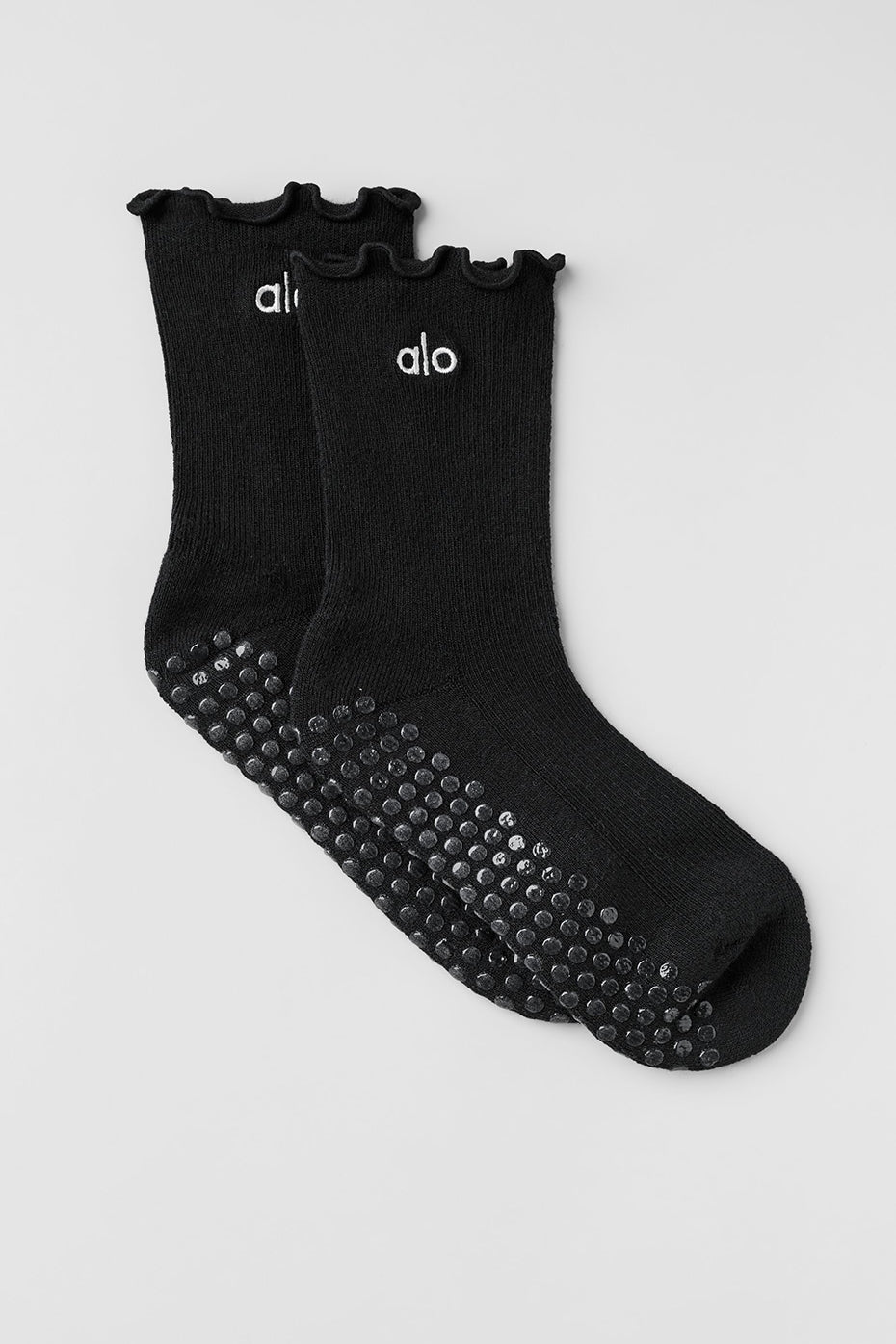 Chaussettes antidérapantes à bords ondulés - Noir
