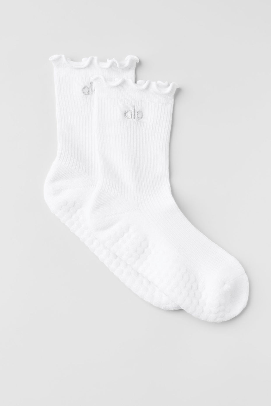 Chaussettes antidérapantes à bords ondulés - Blanc