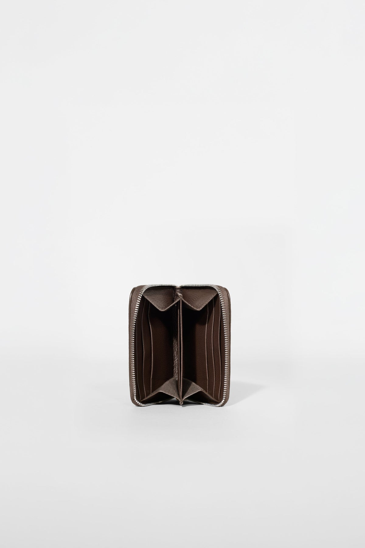 Portefeuille à fermeture zippée sur le pourtour - Cuir espresso
