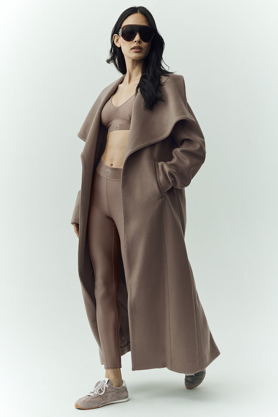 Manteau long Nightfall en laine mélangée - Cacao alpin chiné