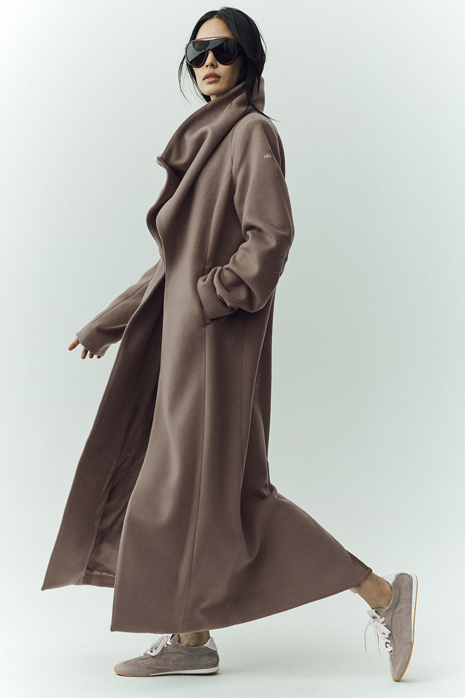 Manteau long Nightfall en laine mélangée - Cacao alpin chiné