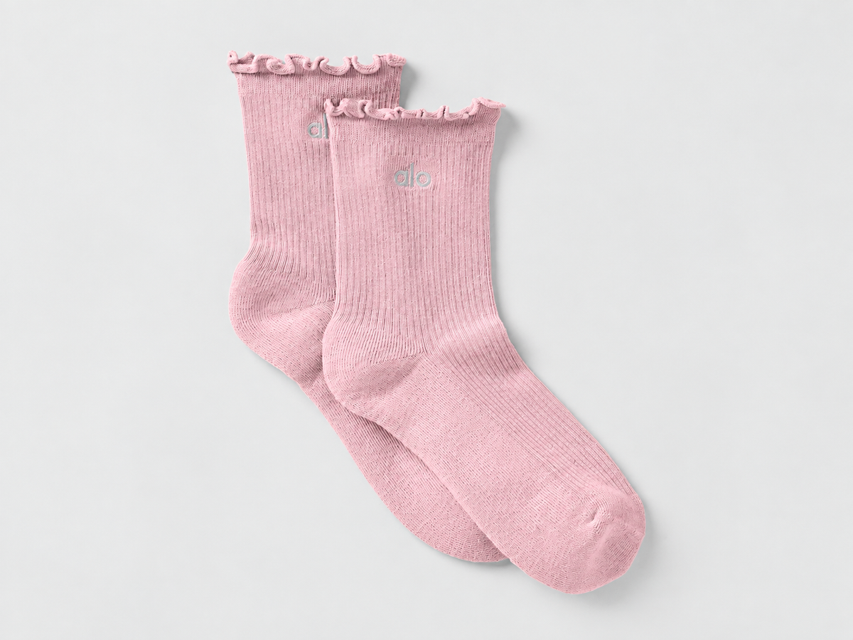 Chaussettes à bords ondulés pour femme - Rose vintage