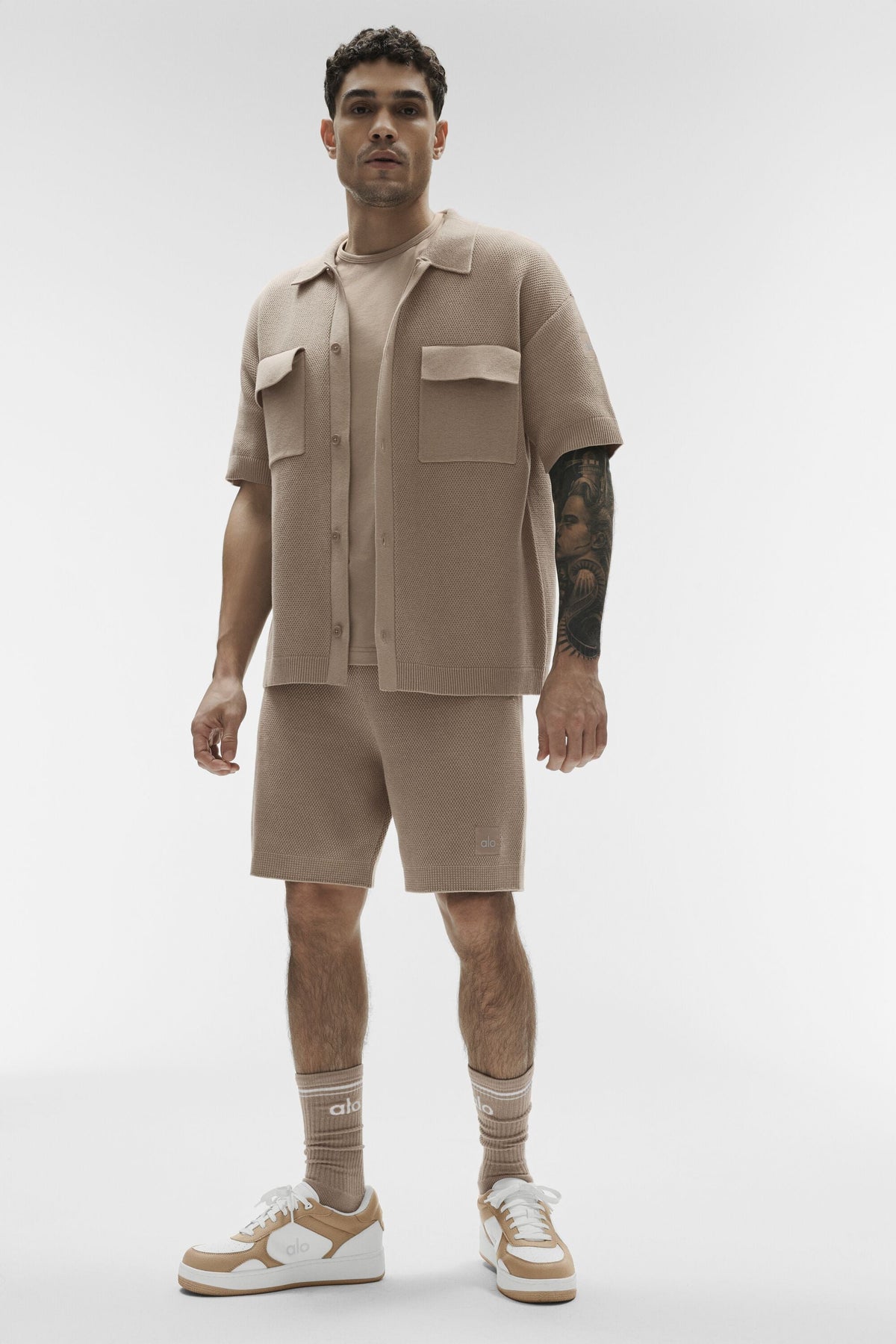 Chemise à manches courtes Sports Club en maille - Gravier