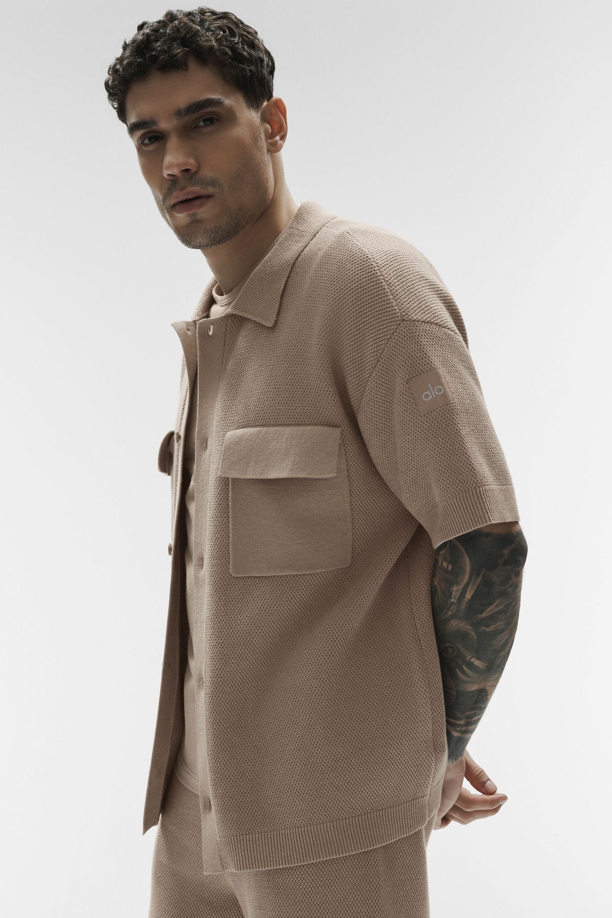Chemise à manches courtes Sports Club en maille - Gravier