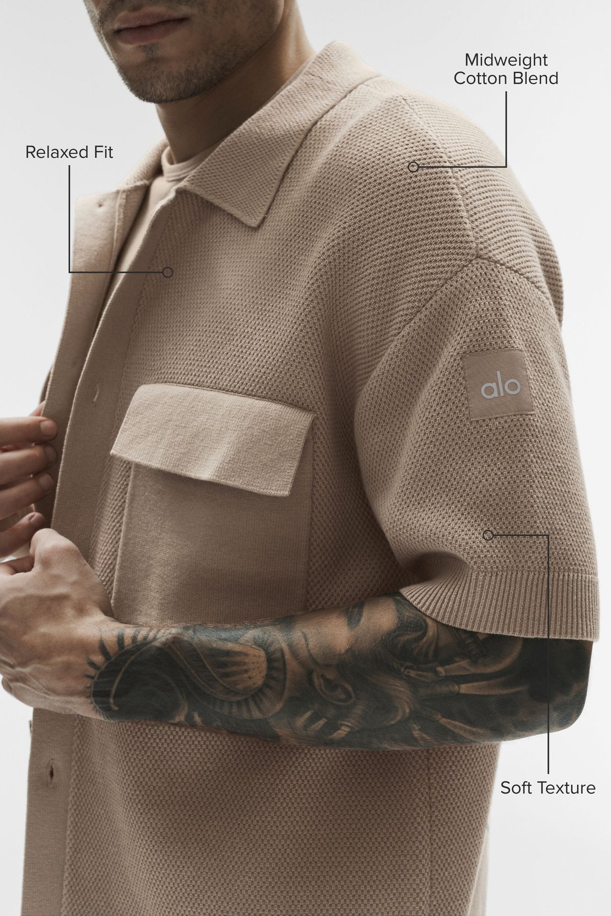 Chemise à manches courtes Sports Club en maille - Gravier