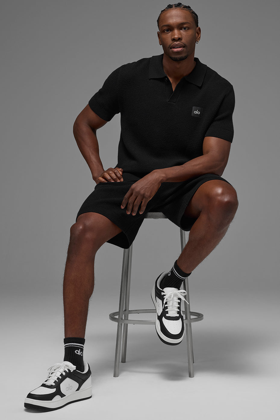 Polo Sports Club en maille - Noir