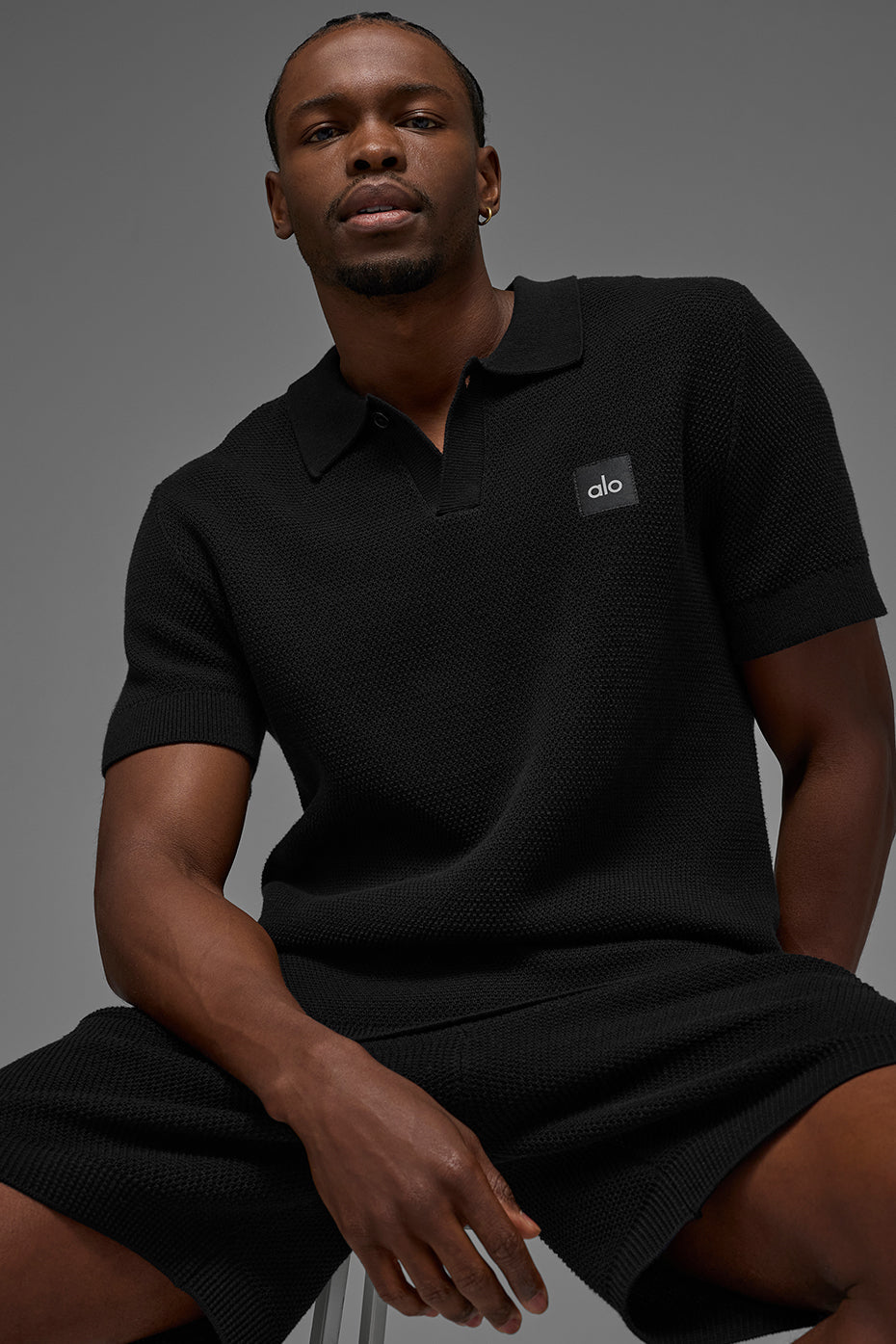 Polo Sports Club en maille - Noir
