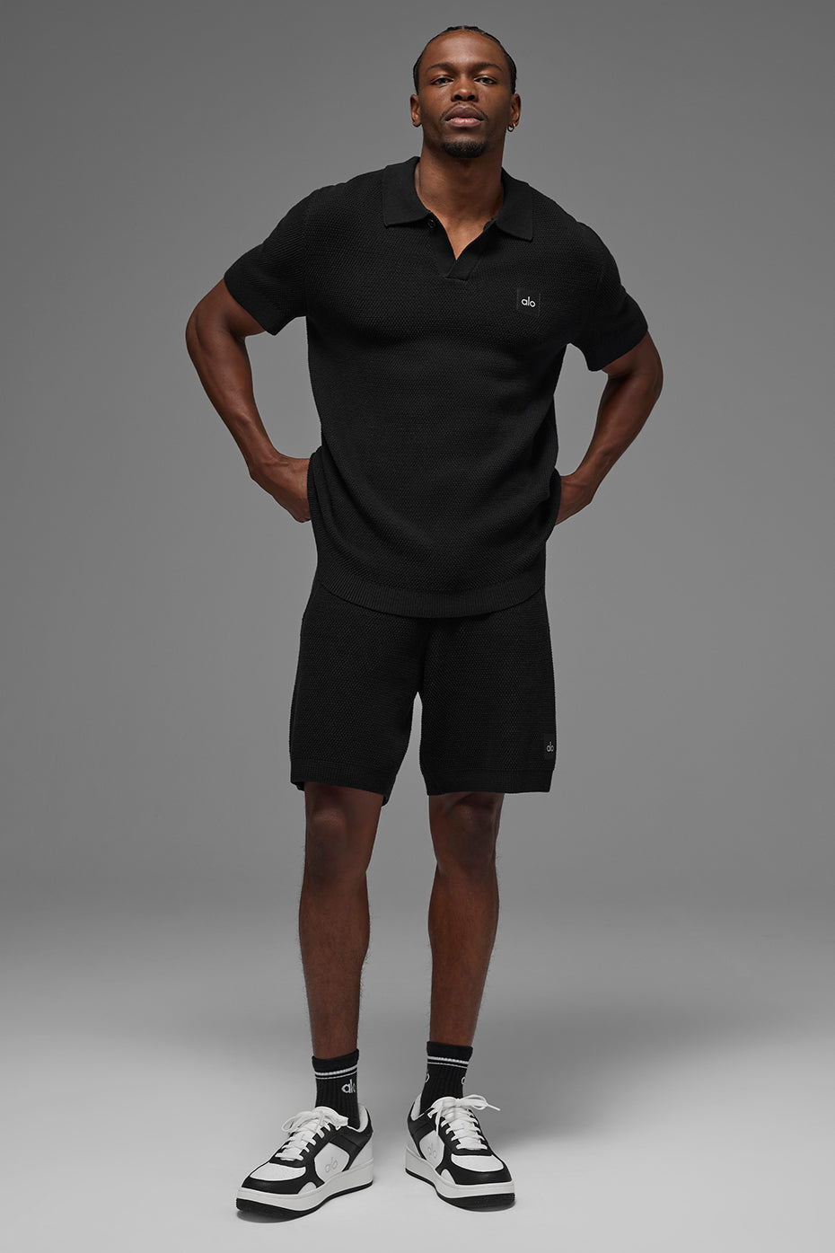 Polo Sports Club en maille - Noir
