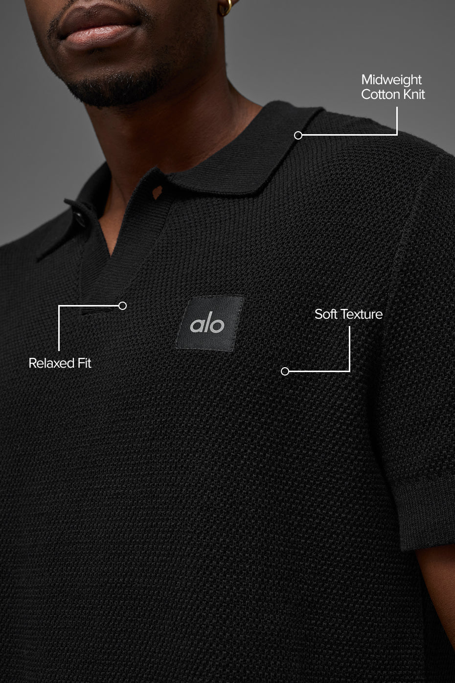Polo Sports Club en maille - Noir