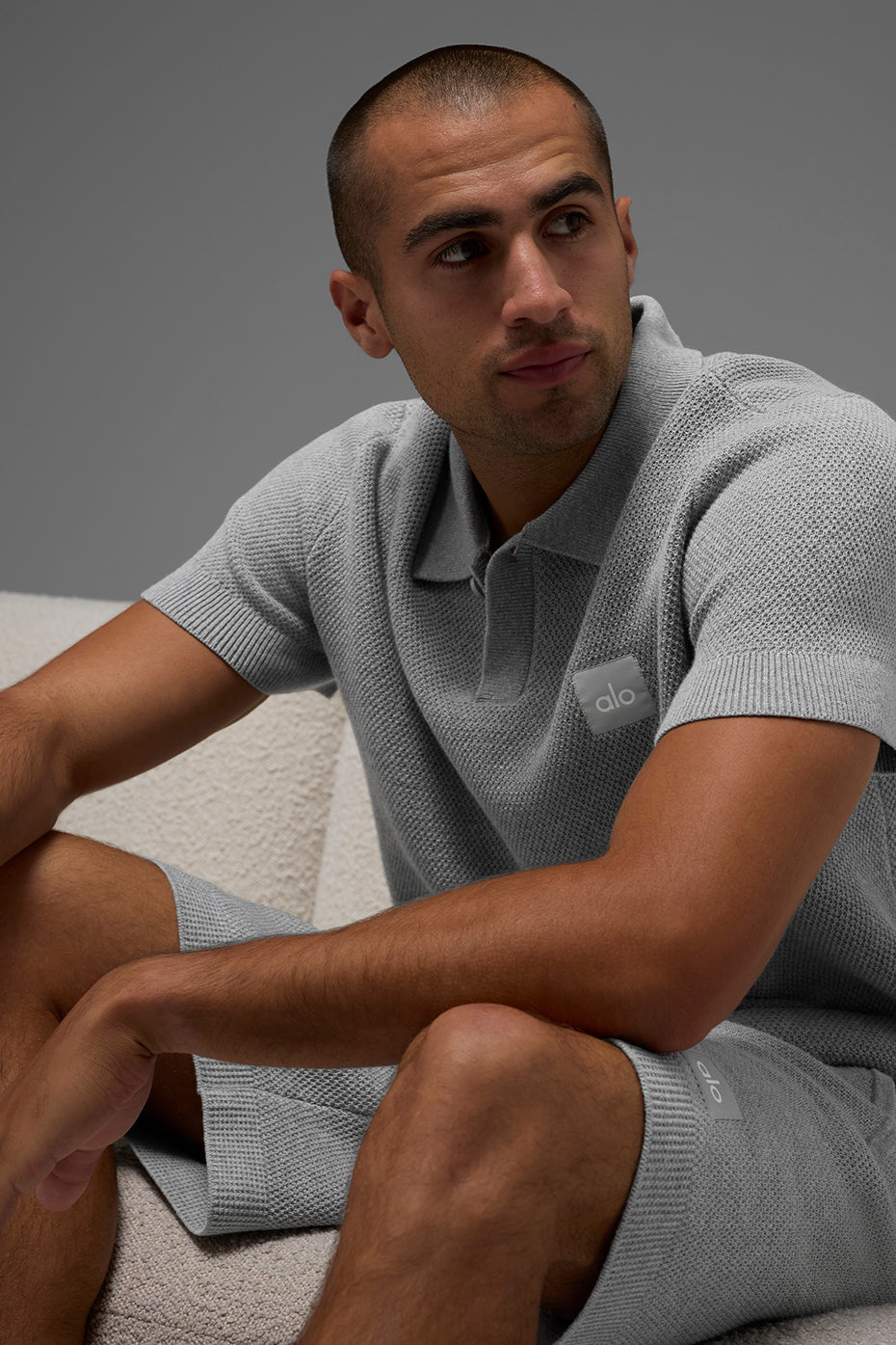 Polo Sports Club en maille - Gris chiné sport