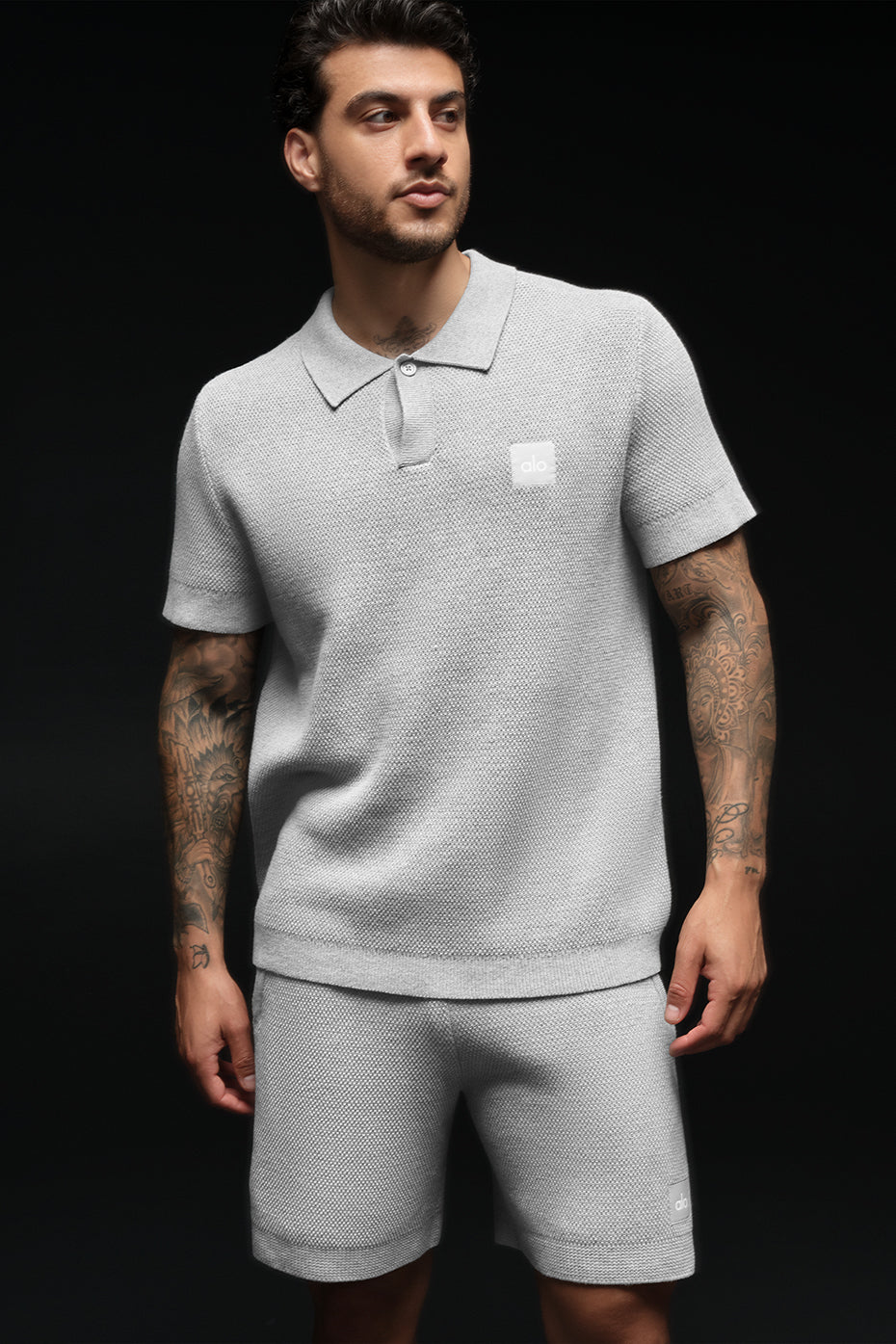 Polo Sports Club en maille - Gris chiné sport