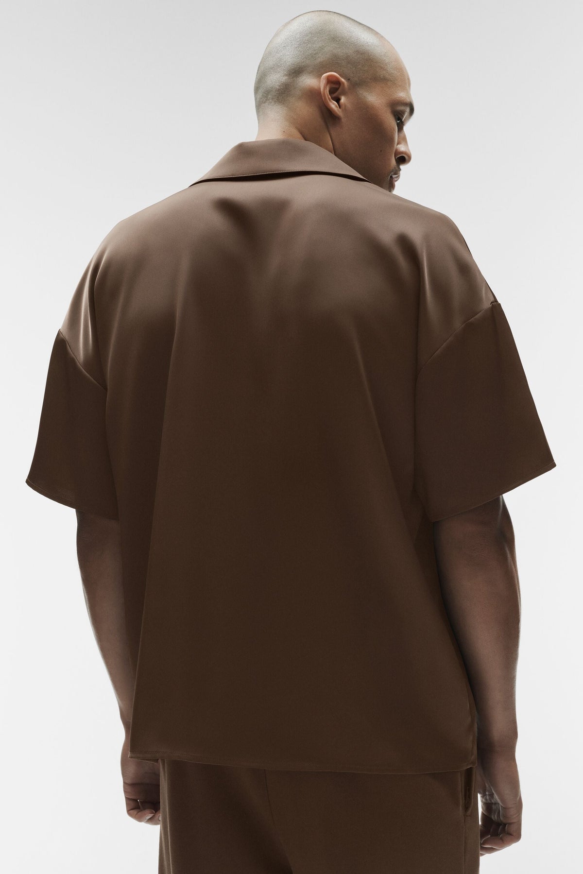 Chemise à manches courtes Horizon en satin - Espresso