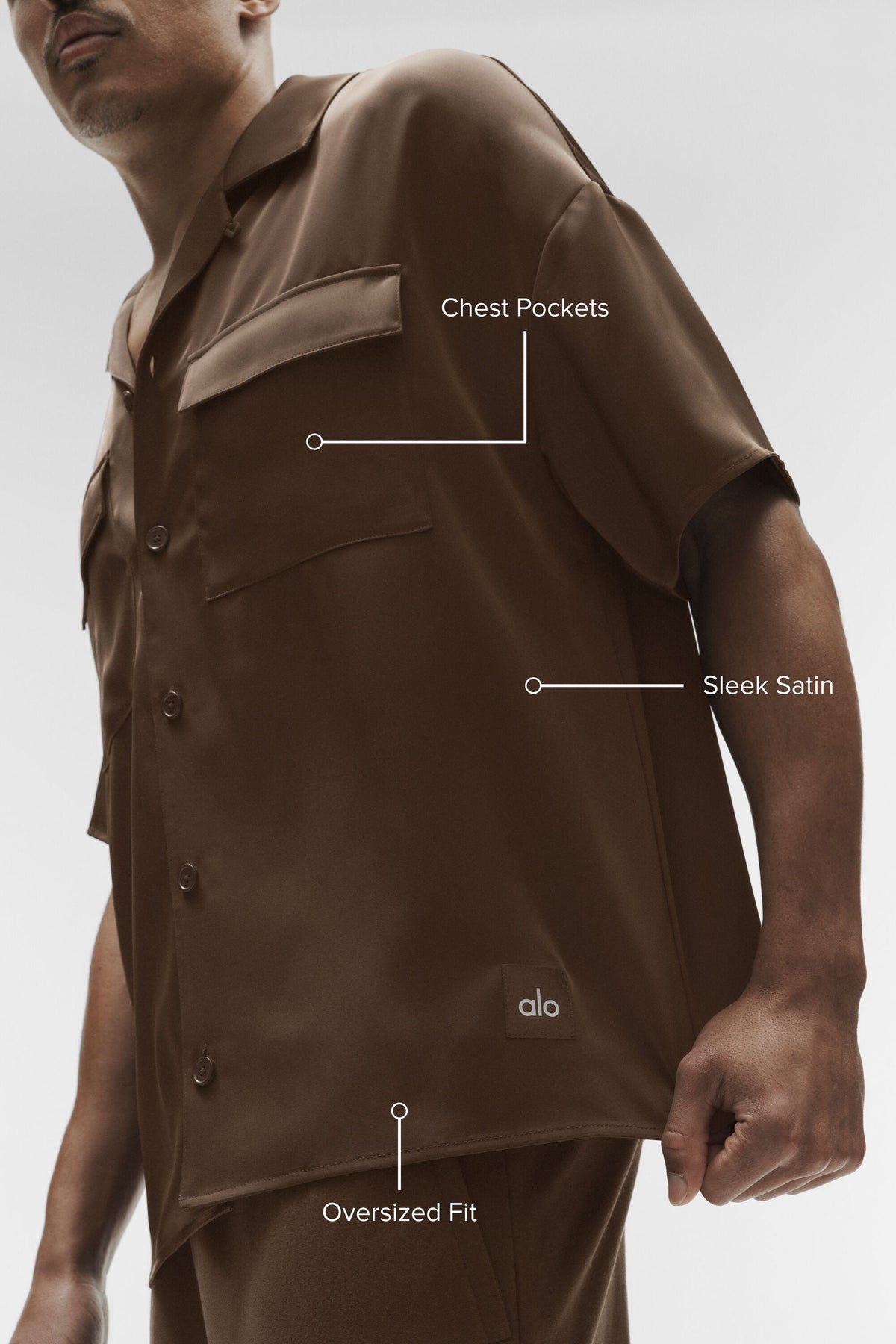 Chemise à manches courtes Horizon en satin - Espresso