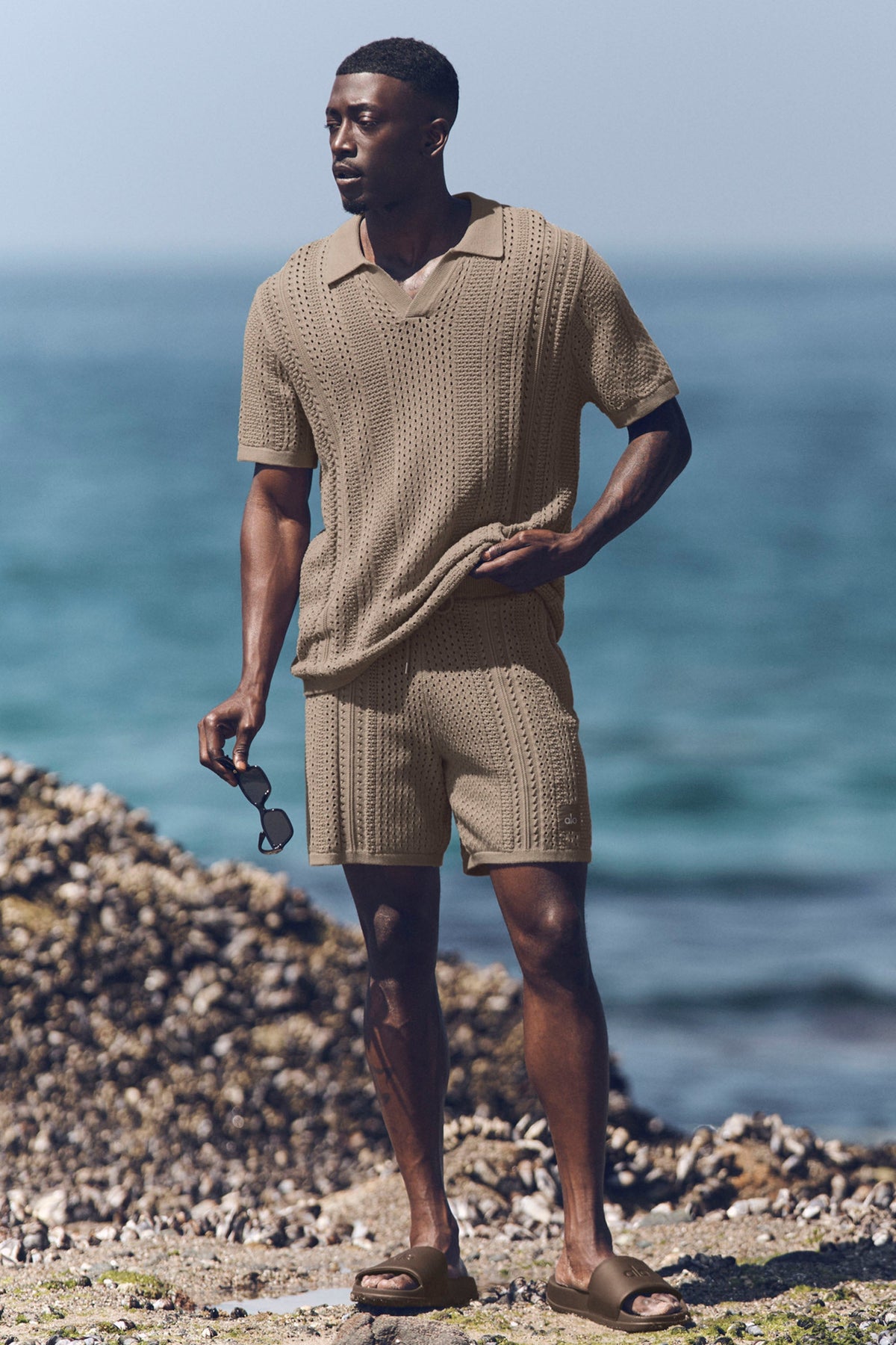 Polo à manches courtes Coastline en maille - Gravier