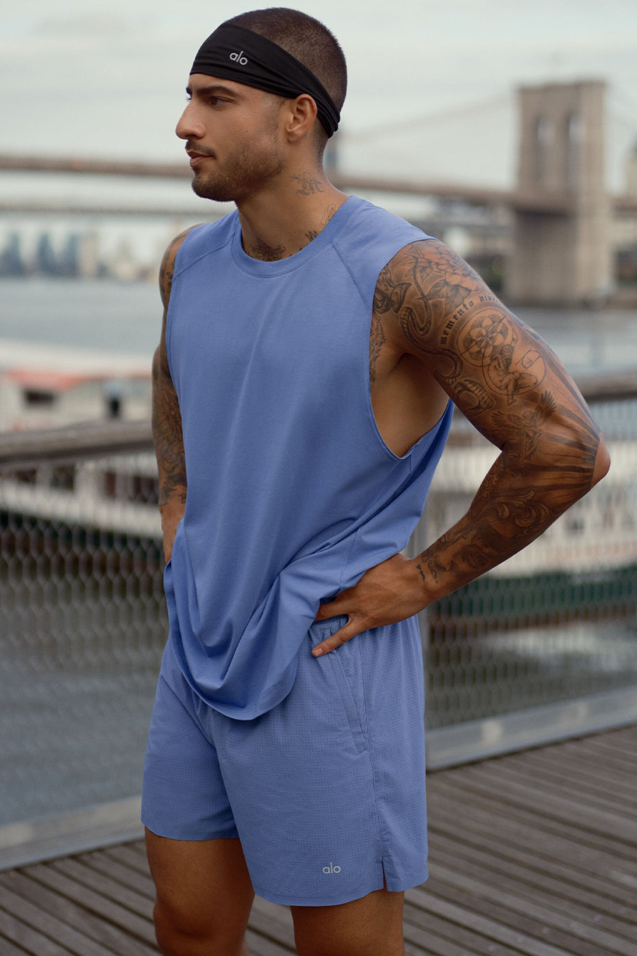 Débardeur de musculation ALO Vapor - Bleu Provence