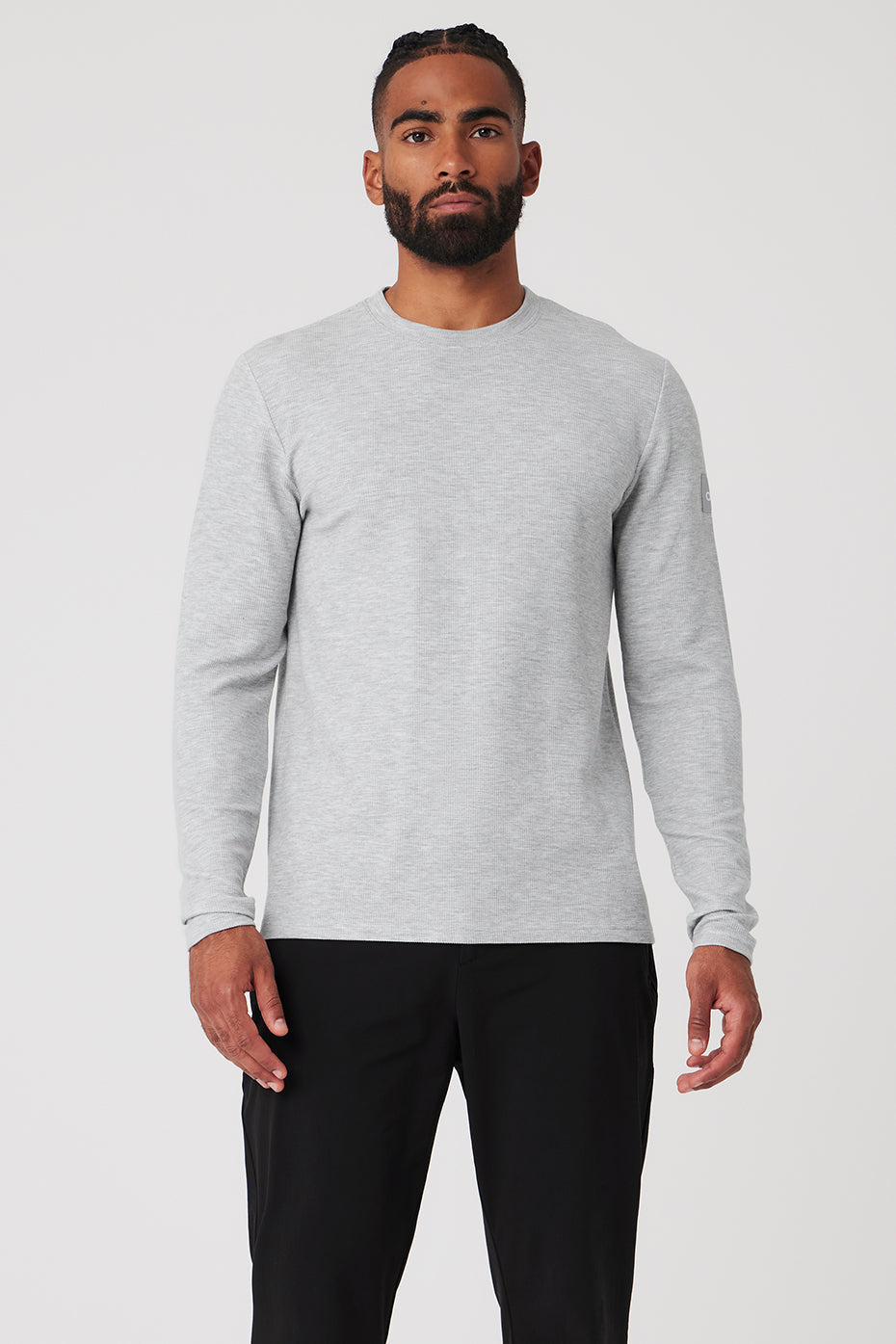 T-shirt à manches longues Fast Break en maille gaufrée fine - Gris chiné sport