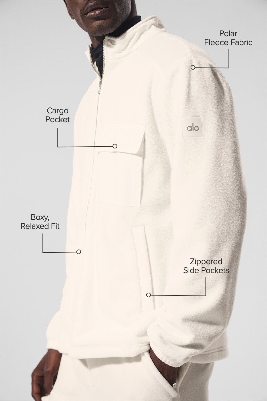 Veste entièrement zippée Ridge en polaire - Ivoire