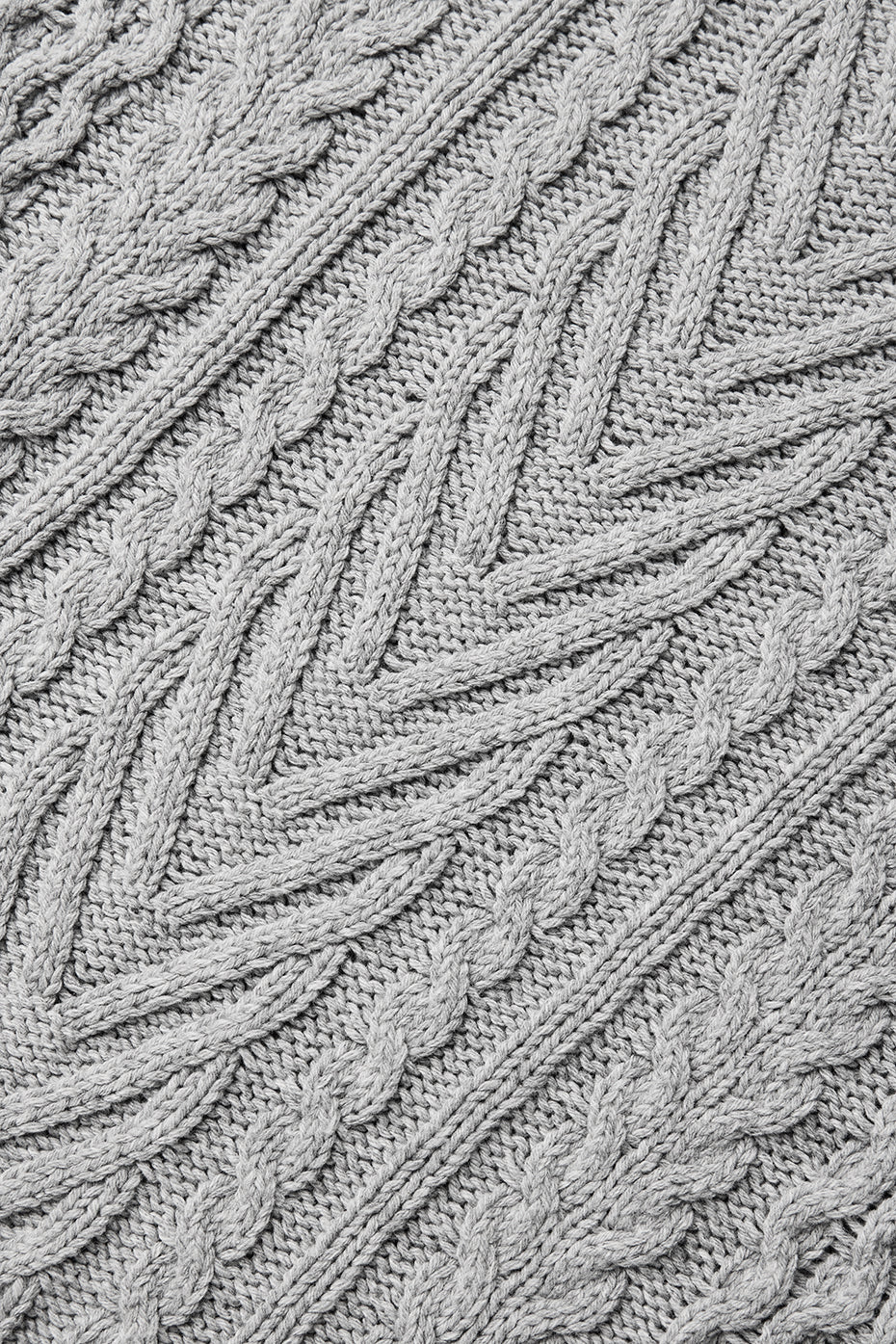 Pull à col rond en maille torsadée - Gris chiné sport