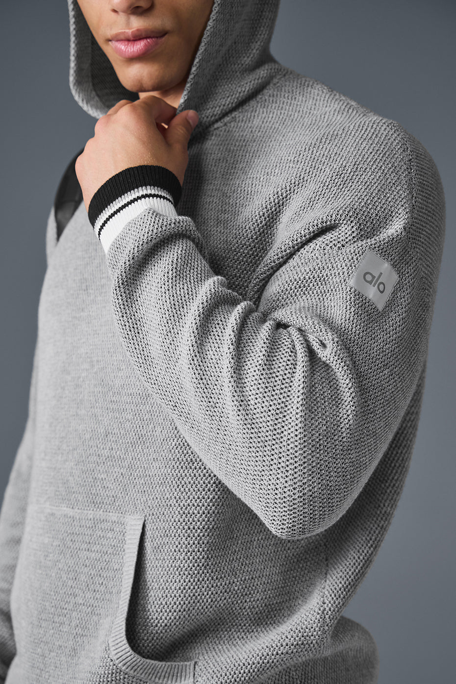 Sweat à capuche Sports Club en maille - Gris chiné sport