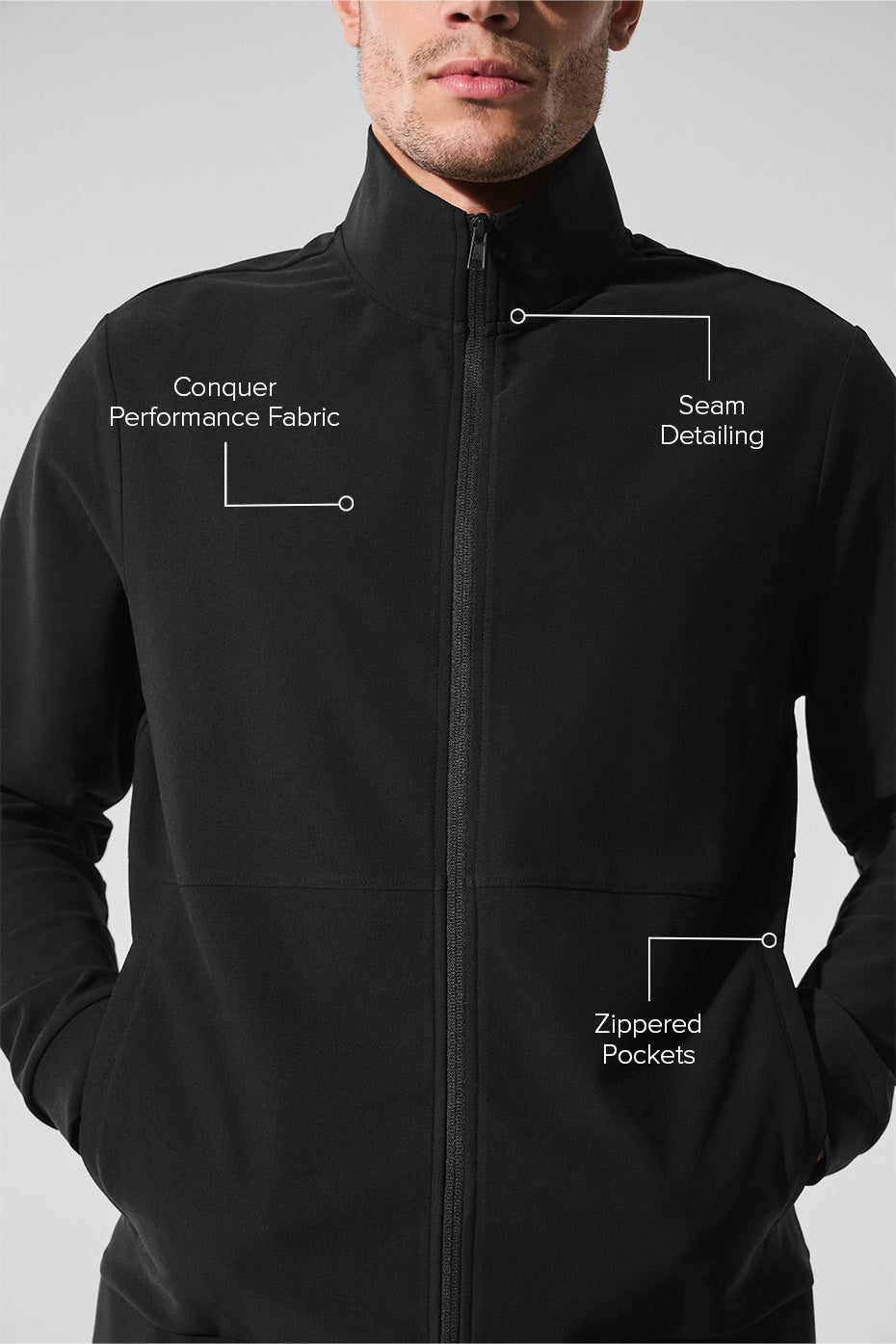 Veste entièrement zippée à col montant Conquer Max - Noir