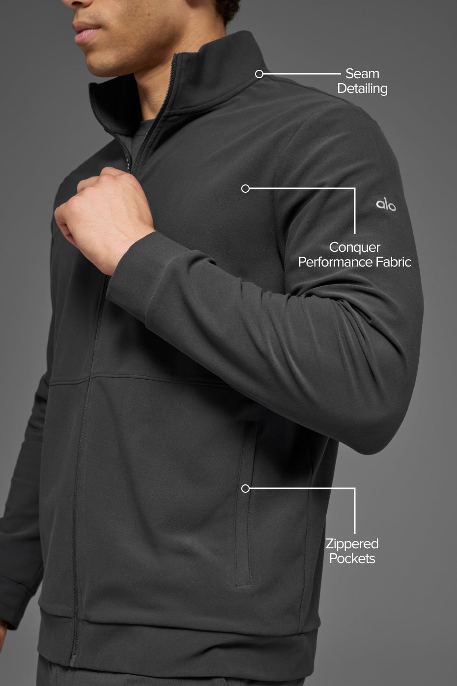 Veste entièrement zippée à col montant Conquer Max - Anthracite