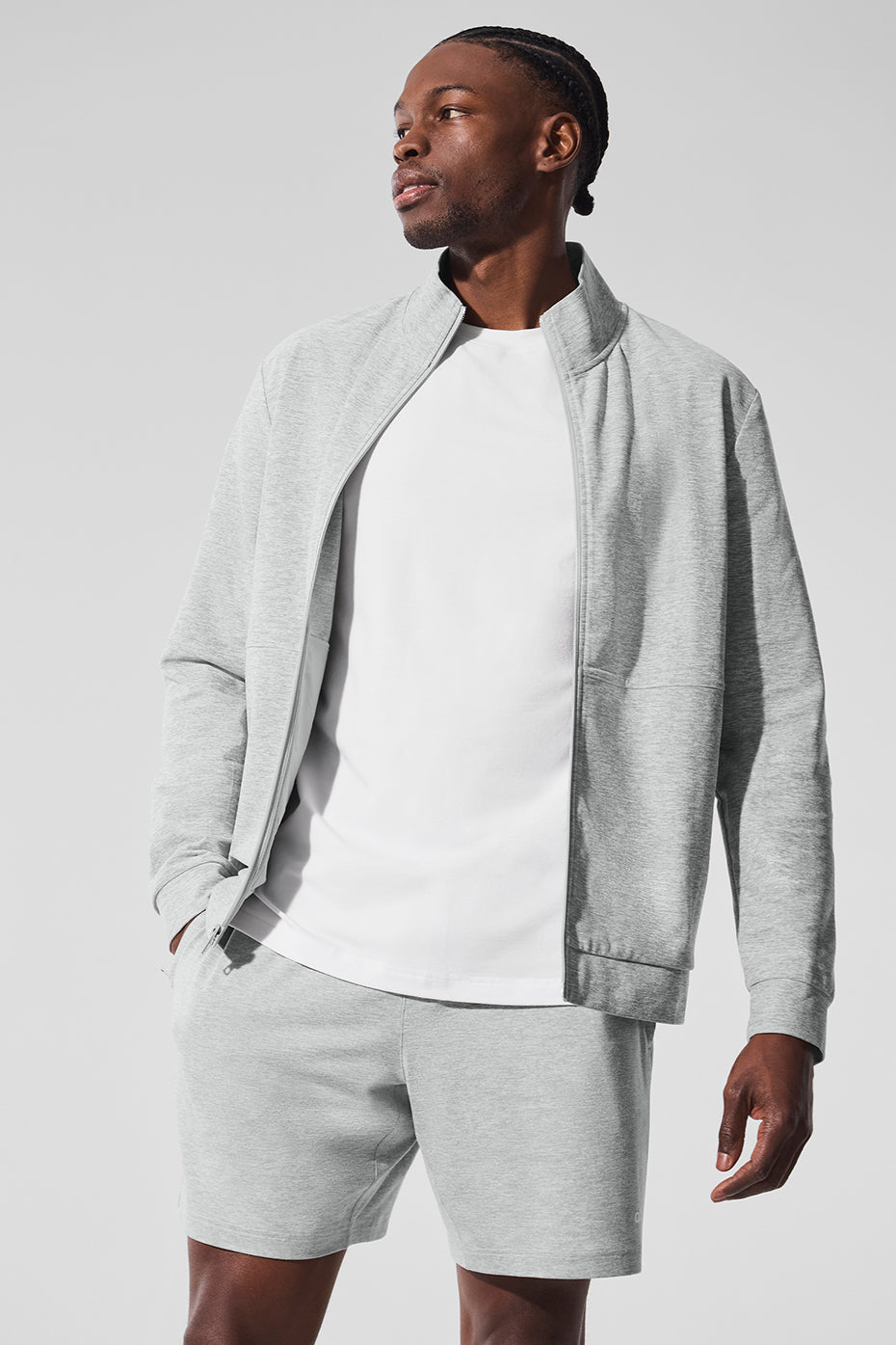 Veste entièrement zippée à col montant Conquer Max - Gris chiné sport