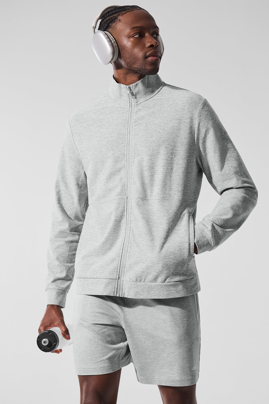Veste entièrement zippée à col montant Conquer Max - Gris chiné sport