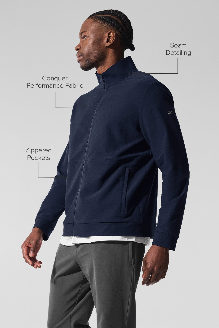 Veste entièrement zippée à col montant Conquer Max - Bleu marine